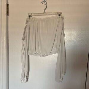 Dainty hooligan -Elegant Off-Shoulder cropped White Blouse- size large